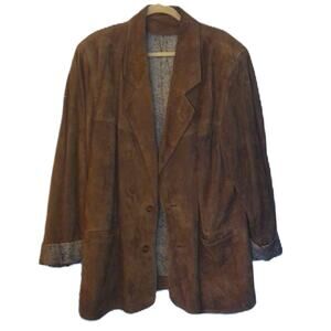 Vintage Vera Pelle Mens Brown Suede Jacket Blazer READ